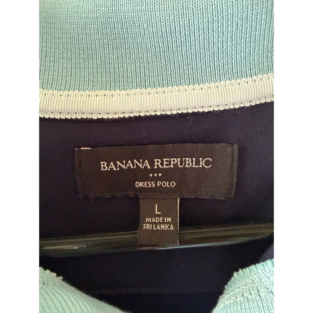 Banana Republic Men's Short-Sleeved Dress Polo Shirt Size L Navy Blue
